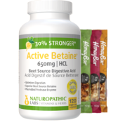 Active Betaine HCL 650mg (30% Stronger) - 120 V-Caps + BONUS