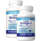 Clean Omega-3 (Wild Source) 572mg EPA / 429mg DHA - 120 + 50 Softgels FREE