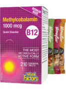 B-12 Methylcobalamin 1,000mcg - 210 Sublingual Tabs + BONUS