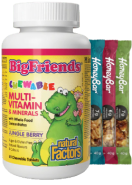 Big Friends Chewable Multi-Vitamin & Minerals (Jungle Berry) - 60 Chew Tabs + BONUS