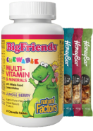 Big Friends Chewable Multi-Vitamin & Minerals (Jungle Berry) - 60 Chew Tabs + BONUS