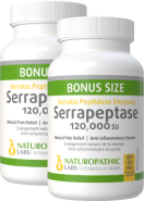 Serrapeptase 120,000SU (Enteric Coated) - 120 + 120 V-Caps FREE