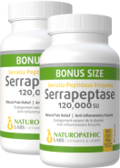Serrapeptase 120,000SU (Enteric Coated) - 120 + 120 V-Caps FREE