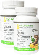 Organic Clean Curcumin (Whole Turmeric Root) 500mg - 120 + 120 V-Caps FREE