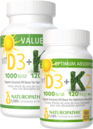 Vitamin D3 1,000iu + K2 120mcg - 150 + 60 Softgels FREE