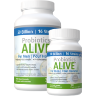 Probiotics Alive For Men 50 Billion (Plus FOS Prebiotic) - 120 + 30 V-Caps FREE