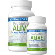 Probiotics Alive For Men 50 Billion (Plus FOS Prebiotic) - 60 + 30 V-Caps FREE