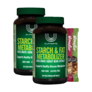 Ultimate Starch & Fat Metabolizer With White Kidney Bean Extract - 90 + 90 V-Caps (2 For Deal) + BONUS