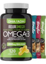 Plant-Based Omega-3 Ultimate Strength Algae Oil 2,000mg DHA - 120 Softgels + BONUS