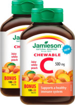 Vitamin C Chewable 500mg (White Peach) - 120 + 120Tabs FREE
