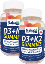 D3 + K2 Gummies (Natural Tropical Fruit) - 60 Gummies + BONUS