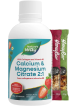 Calcium & Magnesium Citrate 2:1 With Vitamin K2 And Collagen (Strawberry) - 500ml + BONUS