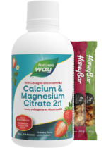 Calcium & Magnesium Citrate 2:1 With Vitamin K2 And Collagen (Strawberry) - 500ml + BONUS
