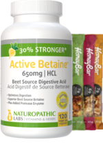 Active Betaine HCL 650mg (30% Stronger) - 120 V-Caps + BONUS