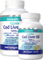 Clean Icelandic Cod Liver Oil 1250mg - 240 + 60 Softgels FREE