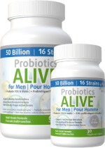 Probiotics Alive For Men 50 Billion (Plus FOS Prebiotic) - 60 + 30 V-Caps FREE