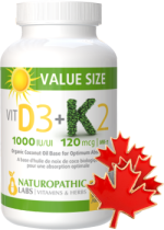 Vitamin D3 1,000iu + K2 120mcg - 300 Softgels + BONUS