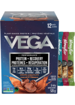 Vega Performance Protein + Recovery (Creamy Chocolate) - 44g x 12 Packets + BONUS