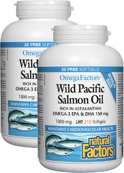 Omegafactors Wild Pacific Salmon Oil 1,000mg - 210 + 210 Softgels (2 For Deal)