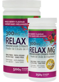 Relax MG Magnesium Powder (Berry) 300mg - 500 + 250g FREE