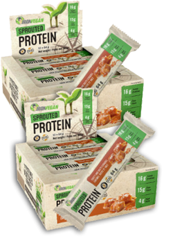 Iron Vegan Sprouted Protein (Sweet And Salty Caramel) - 12 + 12 Bars FREE! 