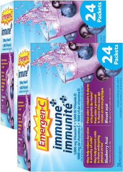 Emergen-C Immune Plus C + D (Blueberry Acai) - 24 + 24 Packets FREE