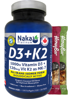 D3 + K2 (Mk-7 Form) 1,000iu + 120mcg - 150 Softgels + BONUS