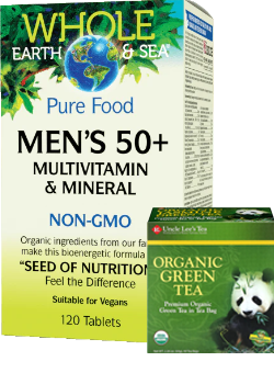 Whole Earth & Sea Pure Food Men's 50+ Multivitamin & Mineral - 120 Tabs + BONUS