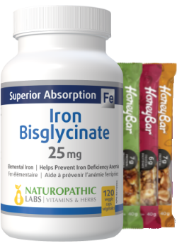 Iron Bisglycinate 25mg - 120 Caps + BONUS