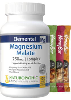 Magnesium Malate 250mg - 120 V-Caps + BONUS