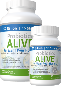Probiotics Alive For Men 50 Billion (Plus FOS Prebiotic) - 120 + 30 V-Caps FREE