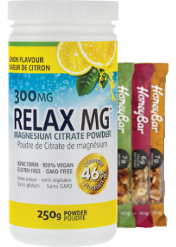 Relax MG Magnesium Powder (Lemon) 300mg - 250g + BONUS