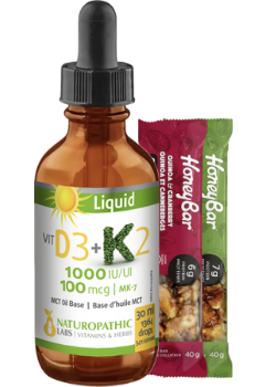 Vitamin D3 1000iu + K2 100mcg Liquid - 30ml + BONUS