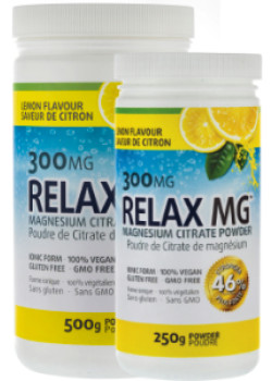 Relax MG Magnesium Powder (Lemon) 300mg - 500 + 250g FREE