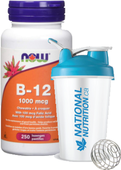 B-12 1,000mcg W/100mcg Folic Acid Chewable - 250 Lozenges + BONUS