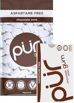 Pur Gum (Chocolate Mint Aspartame Free) - 77g + 9 Pieces FREE
