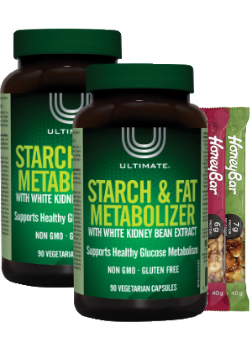 Ultimate Starch & Fat Metabolizer With White Kidney Bean Extract - 90 + 90 V-Caps (2 For Deal) + BONUS