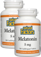 Melatonin 5mg (Peppermint) - 180 + 180 Sublingual Tabs (2 For Deal)