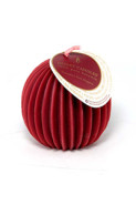 Pure Beeswax Candle Ornamental Fluted Sphere (Burgundy) - 3 x 2 3/4 Inches