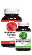 Raspberry Ketones 200mg + Green Coffee Bean Extract - 150 Caps + 60 Caps - Weight Loss Technologies