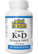Vitamin K+D 120mcg/1,000iu - 120 Softgels