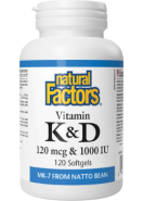 Vitamin K+D 120mcg/1,000iu - 120 Softgels