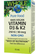 Whole Earth & Sea Pure Food Vegan D3 & K2 - 15ml
