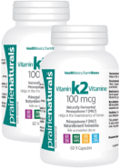 Vitamin K2 (Mk-7) 100mcg - 60 + 60 V-Caps (2 For Deal)