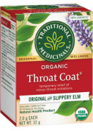 Organic Throat Coat Tea Original With Slippery Elm - 16 Tea Bags