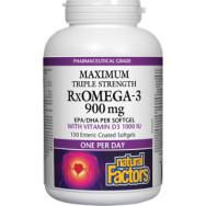 RxOmega-3 Maximum Triple Strength 900mg With Vitamin D3 1,000iu - 150 Softgels