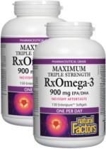 RxOmega-3 Maximum Triple Strength 900mg - 150 + 150 Softgels (2 For Deal)