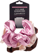 Satin Extra Large Hair Scrunchies (Blush, Beige & Dark Brown) - 3 Pack