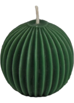 Pure Beeswax Candle Ornamental Fluted Sphere (Forest Green) - 3 x 2 3/4 Inches