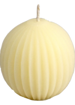 Pure Beeswax Candle Ornamental Fluted Sphere (Pearl) - 3 x 2 3/4 Inches